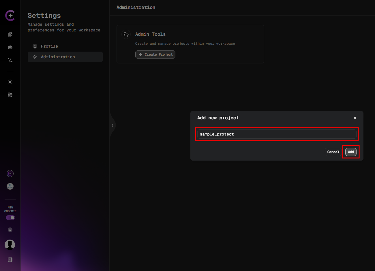 Project Creation Form