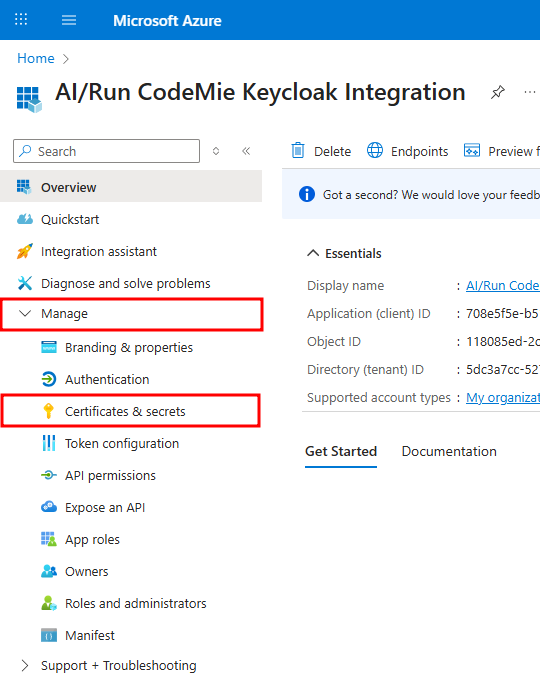 Certificates & Secrets