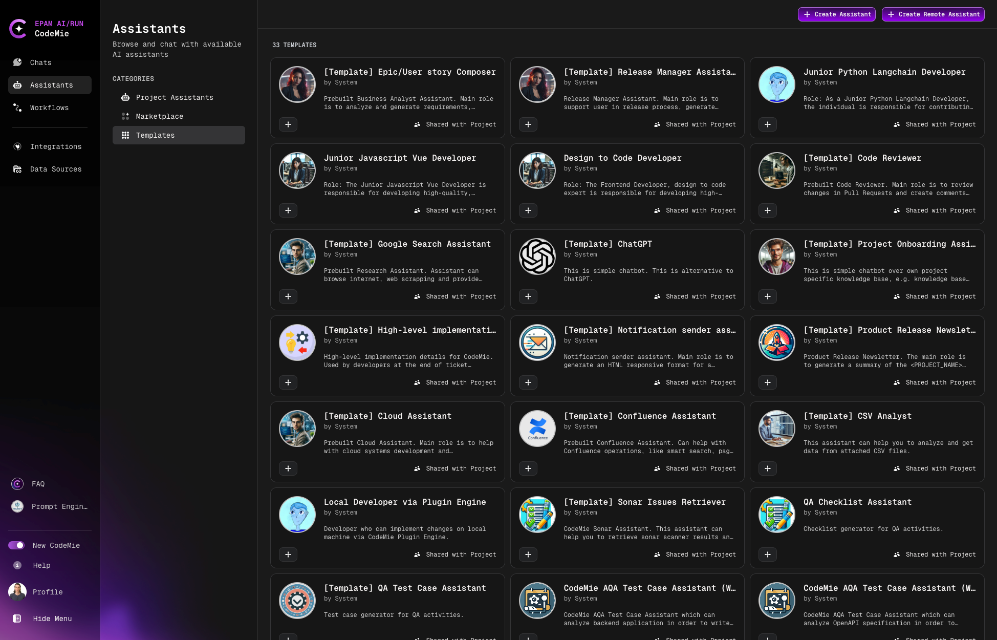 Assistant Templates Library