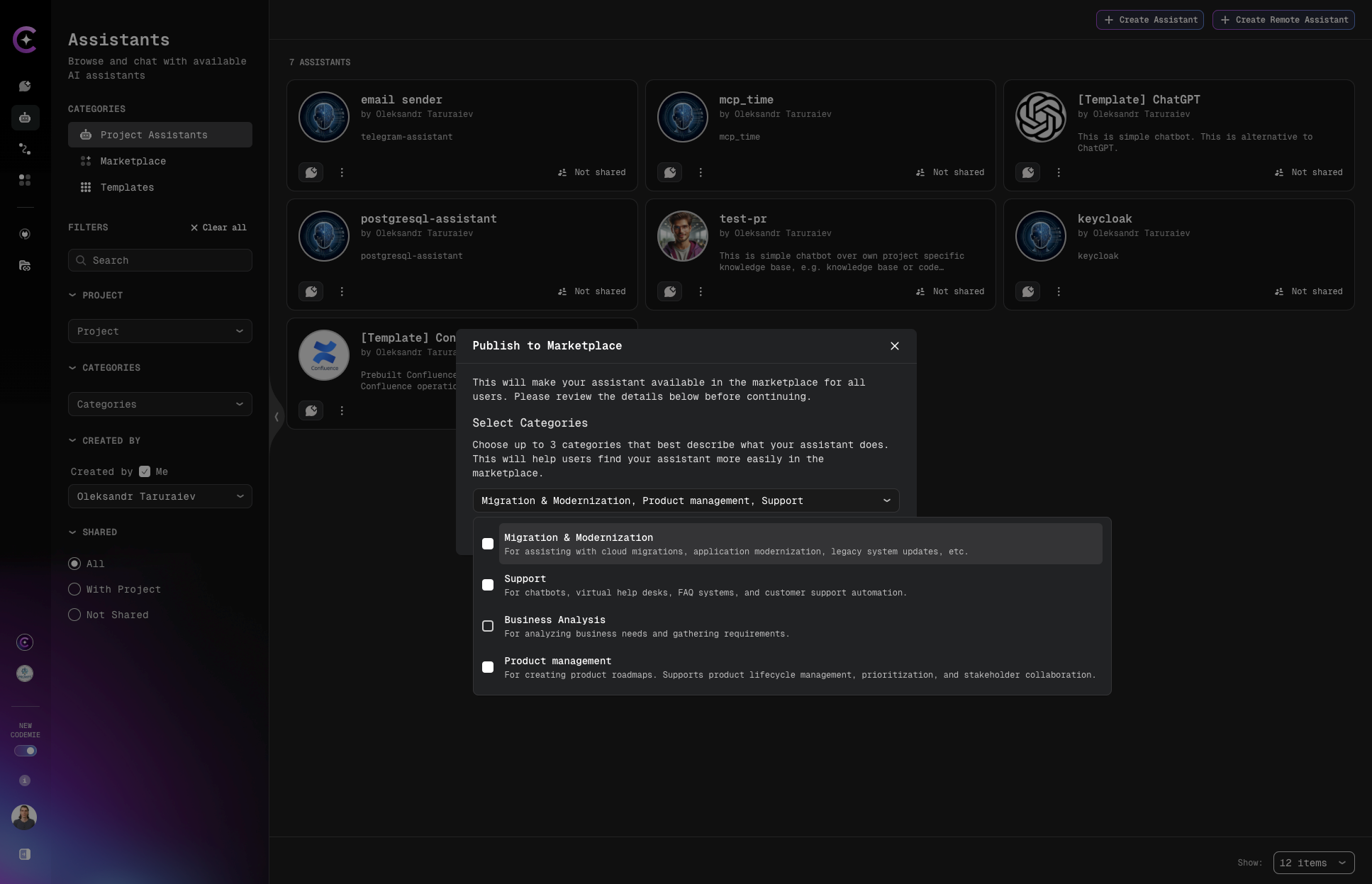 Credential warning modal