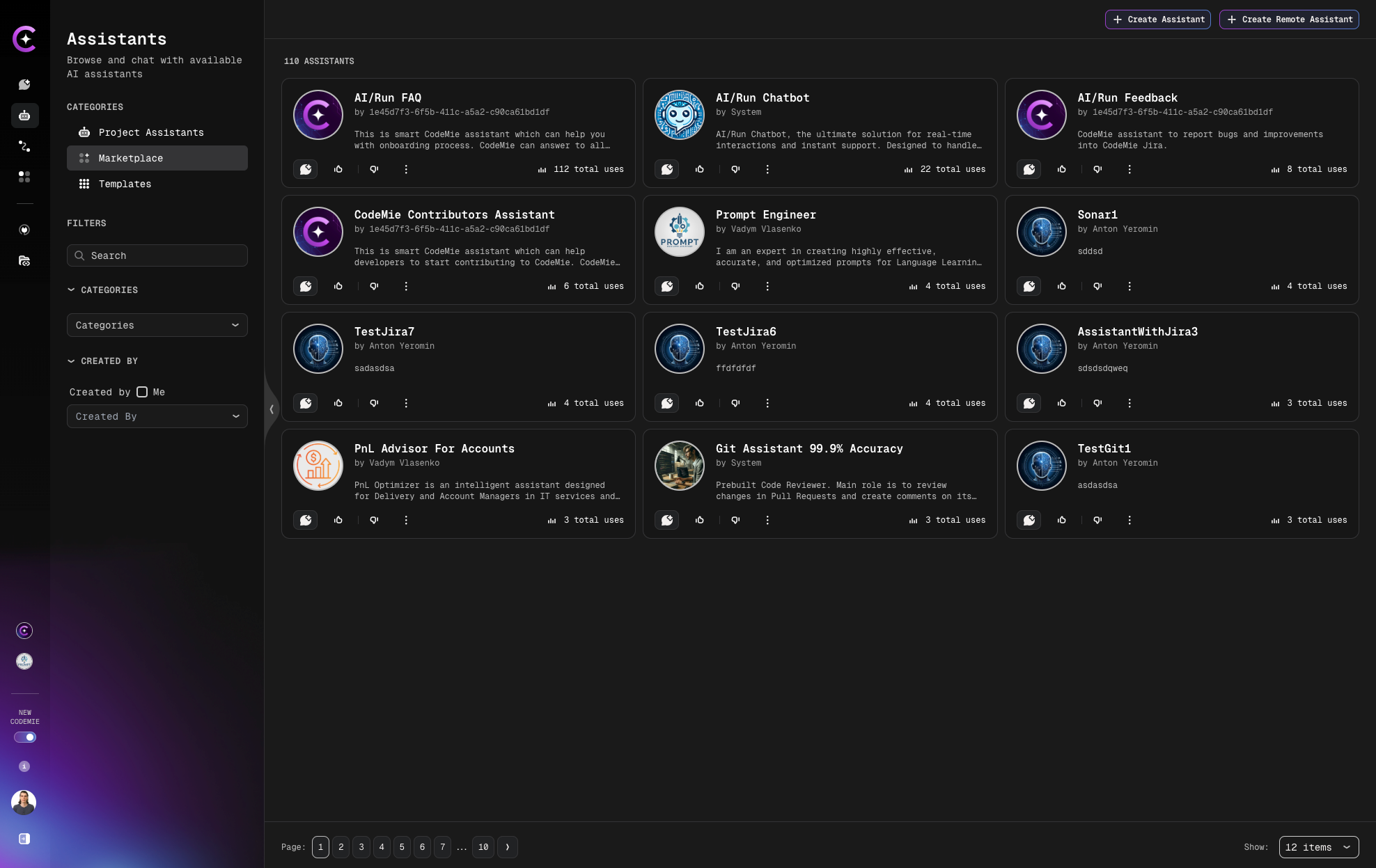 Marketplace interface