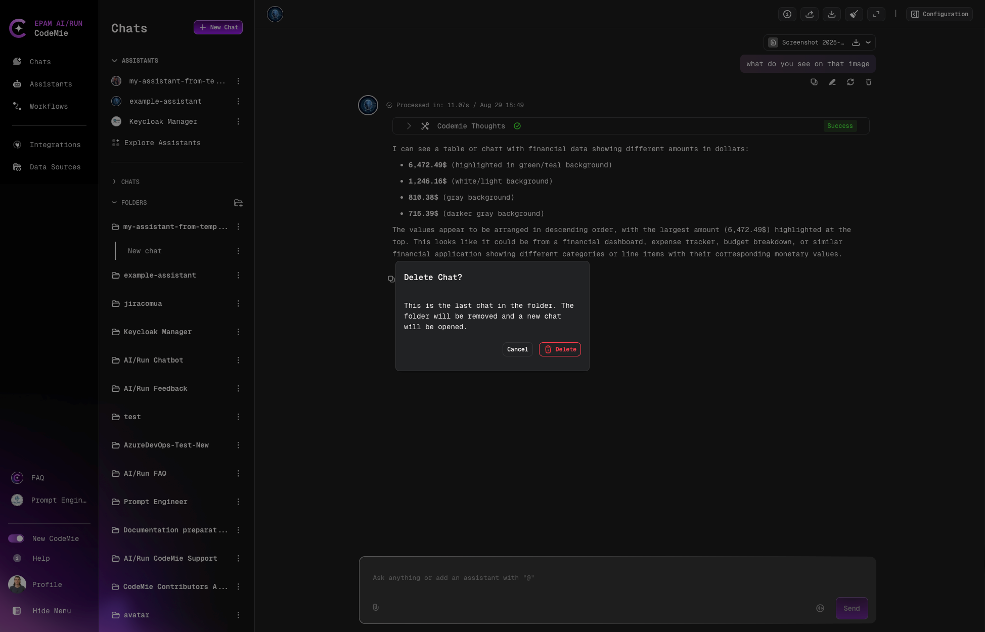 Confirm chat deletion