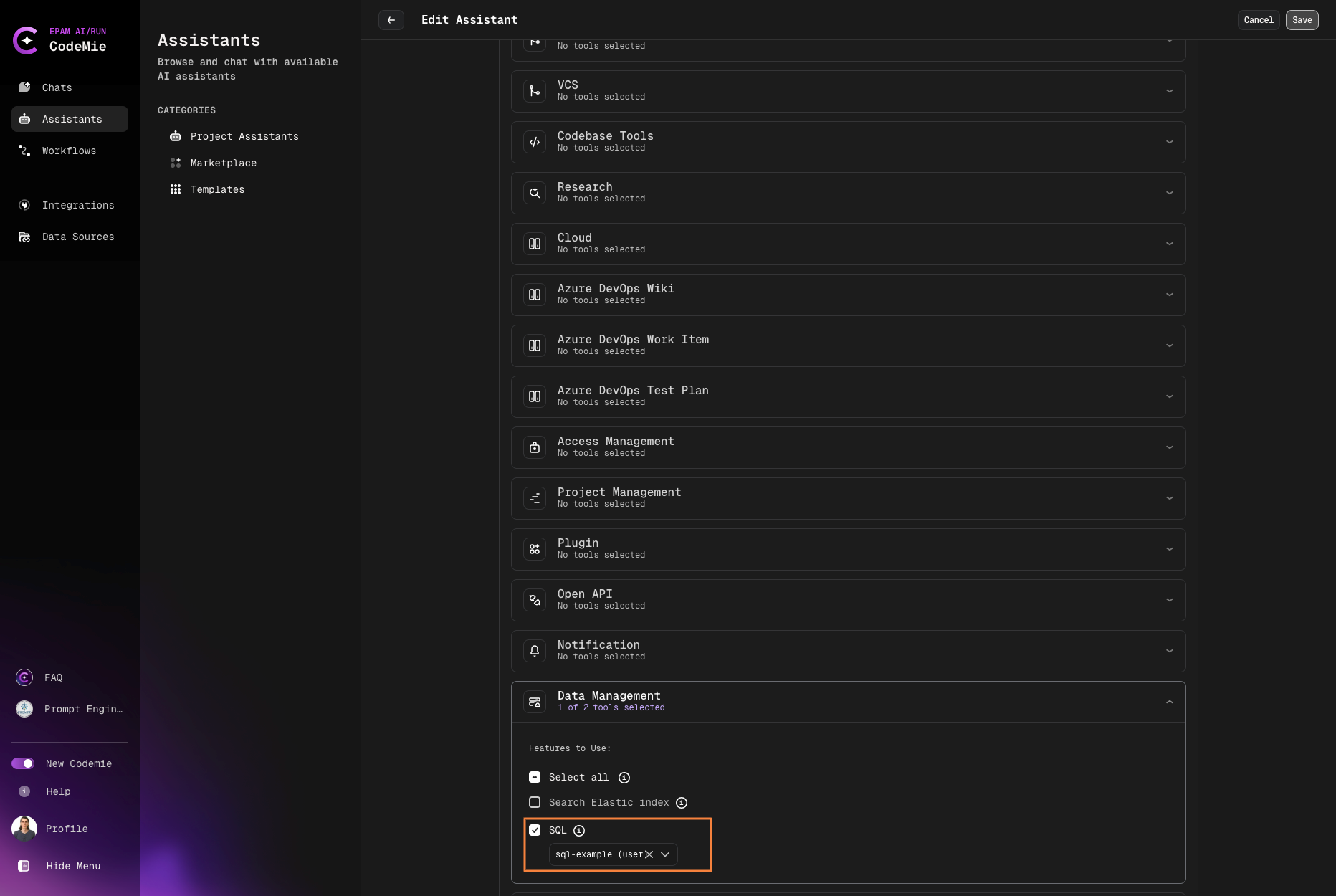 Enable SQL integration