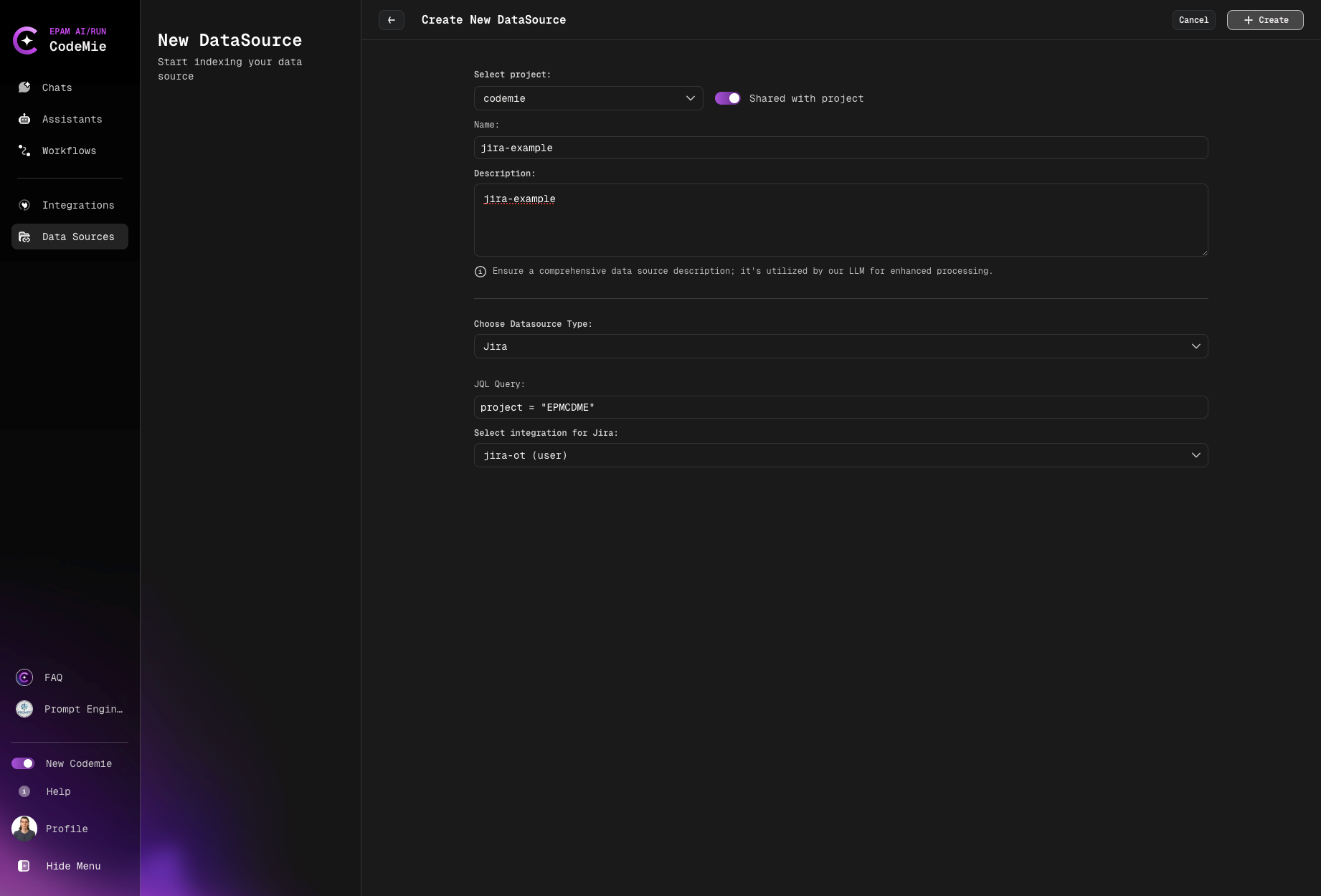 Jira Data Source Form